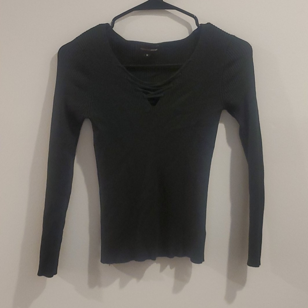 V-Neck Ribbed Sweater